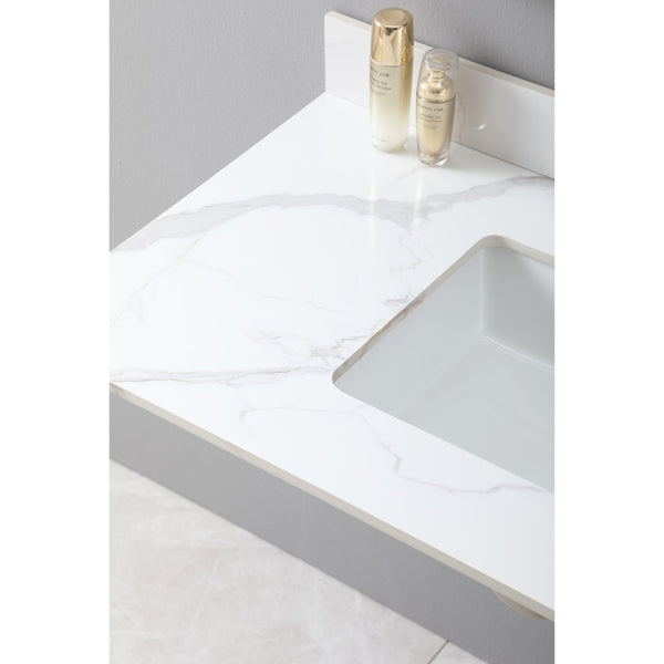 English Elm Montary Sintered Stone Vanity Top Carrara Gold Veining with Undermount Sink Included W509107291