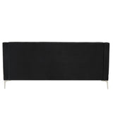 English Elm 78" Modern Sofa Dutch Plush Upholstered Sofa With Metal Legs, Button Tufted Back Black