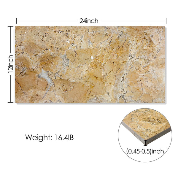 English Elm 12*24 Polished Gold Beige Yellow Marble Tiles - Elegant Natural Stone For Floors & Walls, 4 Pcs W1696104351