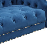 English Elm 78" Modern Sofa Dutch Plush Upholstered Sofa With Metal Legs, Button Tufted Back Blue