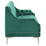 English Elm 78" Modern Sofa Dutch Plush Upholstered Sofa With Metal Legs, Button Tufted Back Green