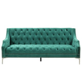 English Elm 78" Modern Sofa Dutch Plush Upholstered Sofa With Metal Legs, Button Tufted Back Green