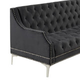 English Elm 78" Modern Sofa Dutch Plush Upholstered Sofa With Metal Legs, Button Tufted Back Black