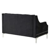 English Elm 55.5" Modern Sofa Dutch Plush Upholstered Sofa With Metal Legs, Button Tufted Back Black