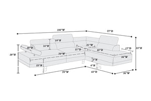 English Elm White Faux Leather Sectional Sofa with Adjustable Headrests, Right Chaise & Left Sofa, Modern 105" stylish HS00F7320-ID-AHD