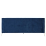 English Elm 78" Modern Sofa Dutch Plush Upholstered Sofa With Metal Legs, Button Tufted Back Blue