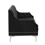 English Elm 78" Modern Sofa Dutch Plush Upholstered Sofa With Metal Legs, Button Tufted Back Black