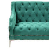 English Elm 33.5" Modern Sofa Dutch Plush Upholstered Sofa With Metal Legs, Button Tufted Back Green