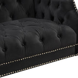 English Elm 78" Modern Sofa Dutch Plush Upholstered Sofa With Metal Legs, Button Tufted Back Black