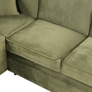 English Elm 84.75" Linen Sectional Sleeper Sofa with Storage Ottoman for Apartment Living SG000550AAF