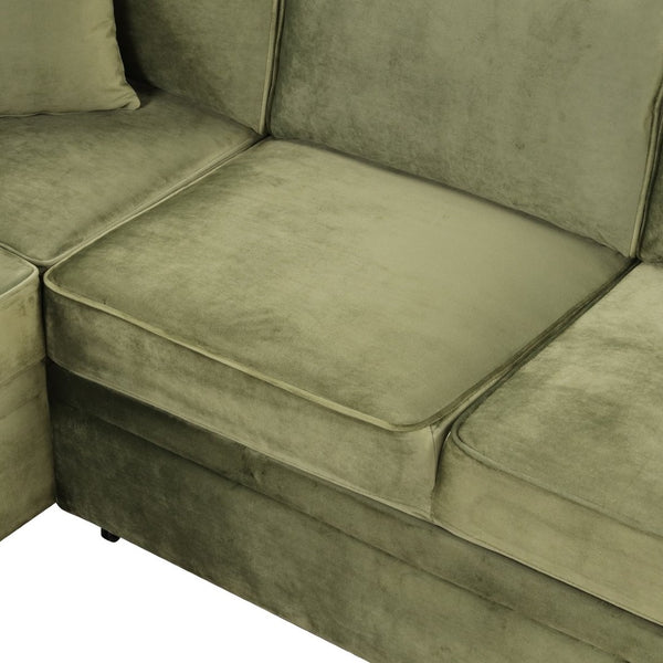 English Elm 84.75" Linen Sectional Sleeper Sofa with Storage Ottoman for Apartment Living SG000550AAF