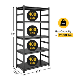 English Elm Storage Shelves Five Tier Heavy Duty Steel Rack Adjustable Garage Kitchen Organizer W1831121768