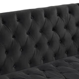 English Elm 78" Modern Sofa Dutch Plush Upholstered Sofa With Metal Legs, Button Tufted Back Black