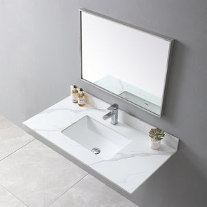English Elm Montary 43X22 Inch Sintered Stone Vanity Top In Carrara Gold With Pre-Attached Sink & Backsplash W509107290