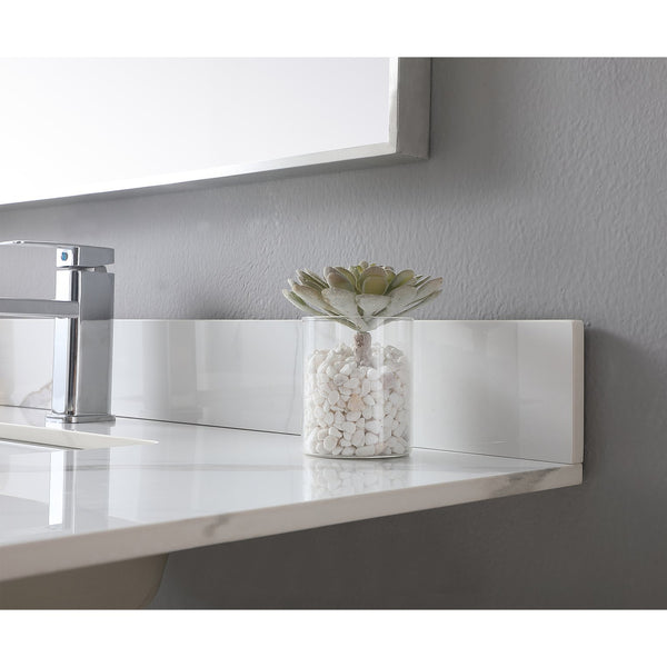 English Elm Montary 43X22 Inch Sintered Stone Vanity Top In Carrara Gold With Pre-Attached Sink & Backsplash W509107290