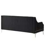 English Elm 78" Modern Sofa Dutch Plush Upholstered Sofa With Metal Legs, Button Tufted Back Black