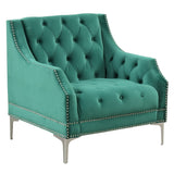 English Elm 33.5" Modern Sofa Dutch Plush Upholstered Sofa With Metal Legs, Button Tufted Back Green