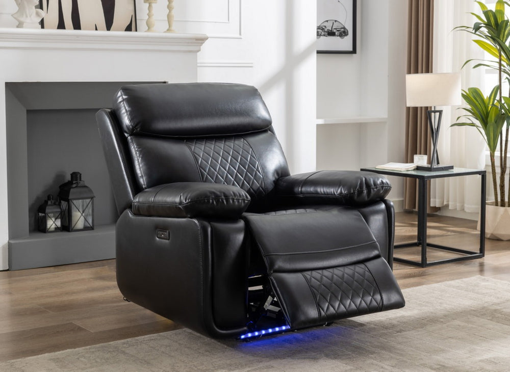 English Elm M046 Power Recliner with Led Underlighting Usb Charging Contemporary Lounge Chair W1805106083