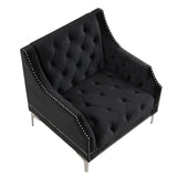 English Elm 55.5" Modern Sofa Dutch Plush Upholstered Sofa With Metal Legs, Button Tufted Back Black