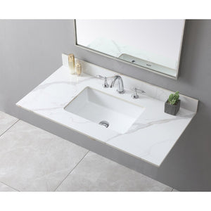 English Elm Montary Sintered Stone Vanity Top Carrara Gold Veining with Undermount Sink Included W509107291
