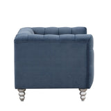 English Elm 42" Modern Sofa Dutch Fluff Upholstered Sofa With Solid Wood Legs, Buttoned Tufted Backrest,Blue