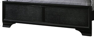 English Elm Modern Upholstered Queen LED Panel Bed with Faux Diamond Tufted Headboard and Glam Accent Lighting Black 82.2 L x 36.3 W x 4.76 H B011S00454