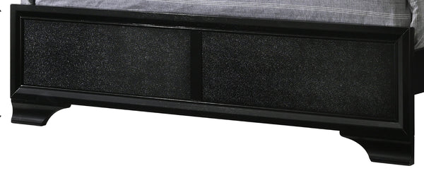 English Elm Modern Upholstered Queen LED Panel Bed with Faux Diamond Tufted Headboard and Glam Accent Lighting Black 82.2 L x 36.3 W x 4.76 H B011S00454