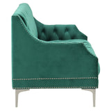 English Elm 33.5" Modern Sofa Dutch Plush Upholstered Sofa With Metal Legs, Button Tufted Back Green