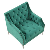 English Elm 33.5" Modern Sofa Dutch Plush Upholstered Sofa With Metal Legs, Button Tufted Back Green