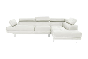 English Elm White Faux Leather Sectional Sofa with Adjustable Headrests, Right Chaise & Left Sofa, Modern 105" stylish HS00F7320-ID-AHD