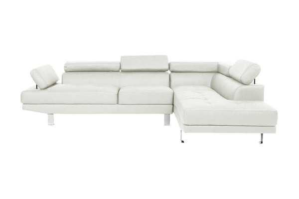 English Elm White Faux Leather Sectional Sofa with Adjustable Headrests, Right Chaise & Left Sofa, Modern 105" stylish HS00F7320-ID-AHD