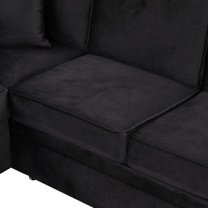 English Elm 84.75" Linen Sectional Sleeper Sofa with Storage Ottoman for Apartment Living SG000550AAB