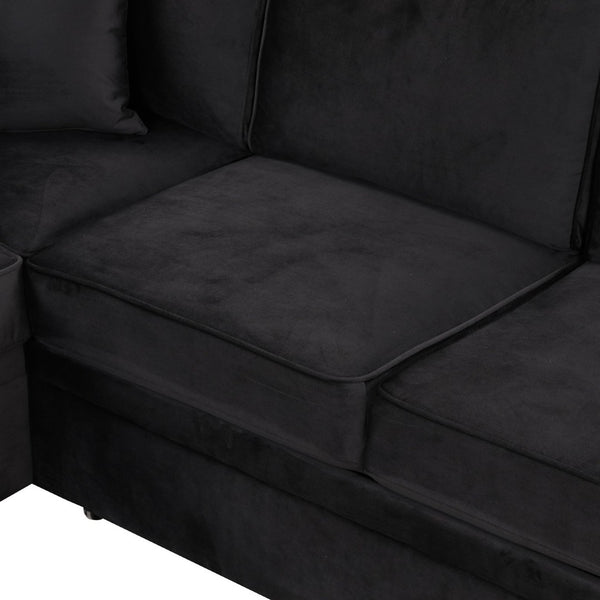 English Elm 84.75" Linen Sectional Sleeper Sofa with Storage Ottoman for Apartment Living SG000550AAB