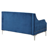 English Elm 55.5" Modern Sofa Dutch Plush Upholstered Sofa With Metal Legs, Button Tufted Back Blue