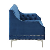 English Elm 55.5" Modern Sofa Dutch Plush Upholstered Sofa With Metal Legs, Button Tufted Back Blue