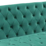 English Elm 78" Modern Sofa Dutch Plush Upholstered Sofa With Metal Legs, Button Tufted Back Green