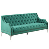 English Elm 78" Modern Sofa Dutch Plush Upholstered Sofa With Metal Legs, Button Tufted Back Green