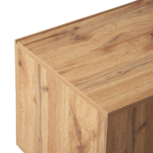 English Elm Modern TV Stand for 80'' TV with 3 Doors – Sleek Media Console, Drop-Down Storage, Durable MDF Design Natural Wood WF302939AAP