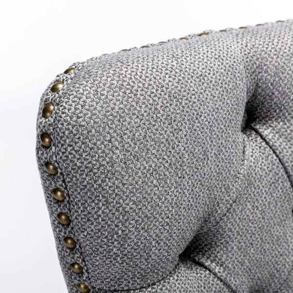 English Elm Nikki Modern Tufted Flax Upholstered Dining Chair with Solid Wood Legs and Nailhead Trim, Set Gray W114368384