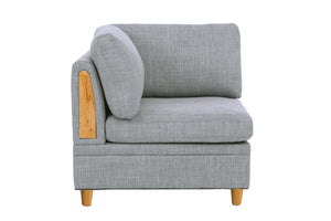 English Elm Living Dorris Fabric Corner Wedge Sofa — Plush Modern Modular Sectional with Wooden Legs, Cozy Cushion LIGHT GREY 20.1 L x 36.6 W x 36.6 H B01147397