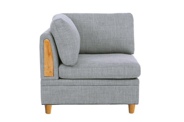 English Elm Living Dorris Fabric Corner Wedge Sofa — Plush Modern Modular Sectional with Wooden Legs, Cozy Cushion LIGHT GREY 20.1 L x 36.6 W x 36.6 H B01147397