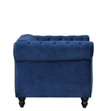 English Elm 39" Modern Sofa Dutch Plush Upholstered Sofa, Solid Wood Legs, Buttoned Tufted Backrest, Blue