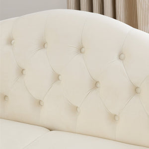English Elm 57" Chesterfield Velvet Loveseat Tufted Button Back Nailhead Trim Two Seat Sofa W834S00652