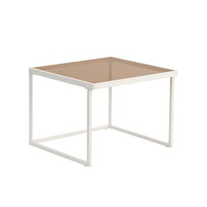English Elm On-trend Nesting Coffee Table Set Brown Tempered Glass Tops White Metal Living Room WF307975AAK