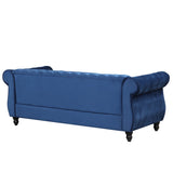 English Elm 82" Modern Sofa Dutch Plush Upholstered Sofa, Solid Wood Legs, Buttoned Tufted Backrest, Blue