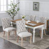 English Elm Nikki Collection Modern, High-End Tufted Solid Wood Contemporary Flax Upholstered Dining Chair With Wood Legs Nailhead Trim 2- Piece s Set,Gray, Sw6801Bg