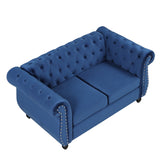 English Elm 60" Modern Sofa Dutch Plush Upholstered Sofa, Solid Wood Legs, Buttoned Tufted Backrest, Blue