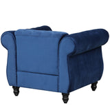 English Elm 39" Modern Sofa Dutch Plush Upholstered Sofa, Solid Wood Legs, Buttoned Tufted Backrest, Blue