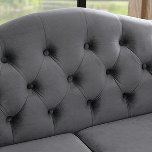 English Elm 57" Chesterfield Velvet Tufted Sofa with Nailhead Trim and Rolled Arms for Small Spaces Grey W834S00598