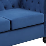 English Elm 60" Modern Sofa Dutch Plush Upholstered Sofa, Solid Wood Legs, Buttoned Tufted Backrest, Blue